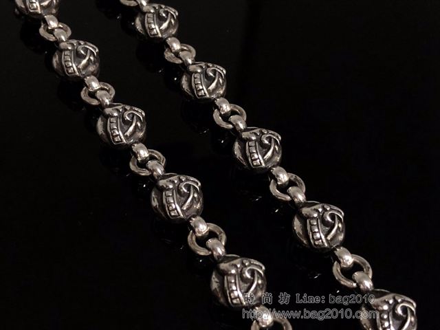 chrome hearts銀飾 克羅心龍頭圓珠固定十字項鏈 克羅心純銀項鏈 克羅心首飾品  gjc2014